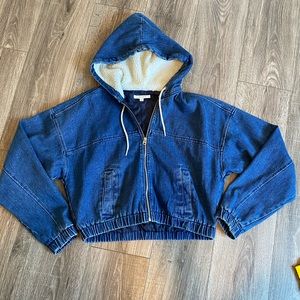 Jean Jacket with Fluffy Hood